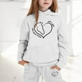 thumbnail image 2 of Little Girls Outfits Set Kids Hoodie Pants Combo Casual Letter Print Pullover Jogger Two Piece Outfit Clothing White Size 6-7T, 2 of 4