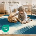 thumbnail image 4 of ODIKA 8'x10' Washable Area Rug Non-Shedding, Easy Care, Hallway Vintage Long Faded Abstract Asymmetrical Teal Motifs for King Size Bedroom Under Bed, Master Suite, 4 of 7