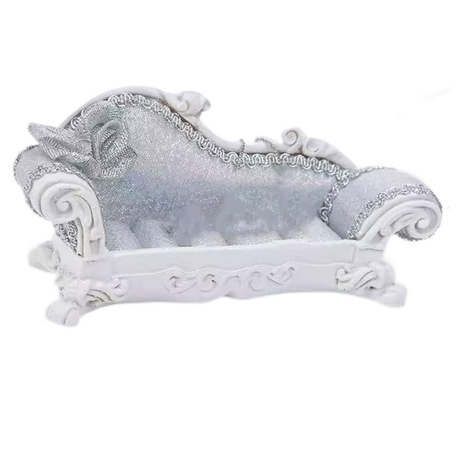 TISHITA Canapé Long de Maison de Poupée 1/12 Modèle Miniature Décoration Polyvalente Dossier Argenté 5.5x3x2inch