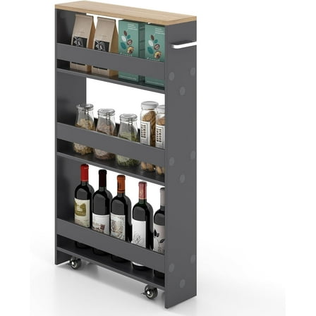 CRXX 4 Tier Rolling Storage Cabinet - Space Saving Kitchen Utility Cart Tower Rack for Narrow Places