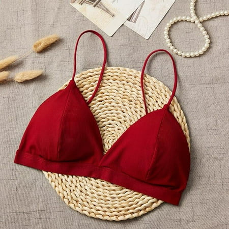 

Clearance Sale!French Style Bralette Seamless Deep V Lace Shoulder Strap Beauty Back Girl Women Bra Thin Underwear Lingerie Soft Bras Wine Red