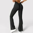 thumbnail image 3 of Womens Pants Ladies Scrunch Flare Legging V Back Lift Wide Leg High Waist Gym Workout Yoga Pant Yoga Pants Women Black M, 3 of 7