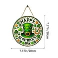 thumbnail image 3 of Happy St Patricks Day Sign Front Door Decor, Green Shamrock Clover Horseshoe Farmhouse Wood Door Hanger, Spring Rustic Wooden Wreath Pediment Plaque Outdoor Indoor Wall Hanging Decor, 3 of 6