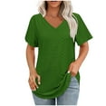 thumbnail image 3 of Bvxeep Women's Solid Color V-Neck Casual Pullover Short Sleeve Top, 3 of 6