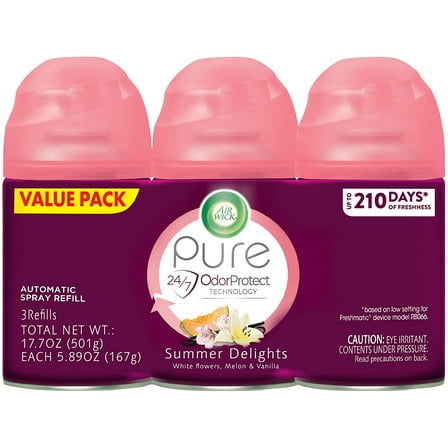 Air Wick Automatic Air Freshener Spray Refill, Summer Delights, 3ct, Essential Oils
