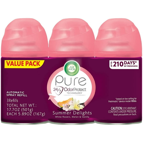 Air Wick Automatic Air Freshener Spray Refill, Summer Delights, 3ct, Essential Oils
