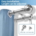 thumbnail image 2 of Urbanest Adjustable Double Curtain Rod Set Steel Ball Flat Button Finials – 1″ Front & 5/8 Back Rod With Brushed Steel Rod, 84–120 Inches, 2 of 6