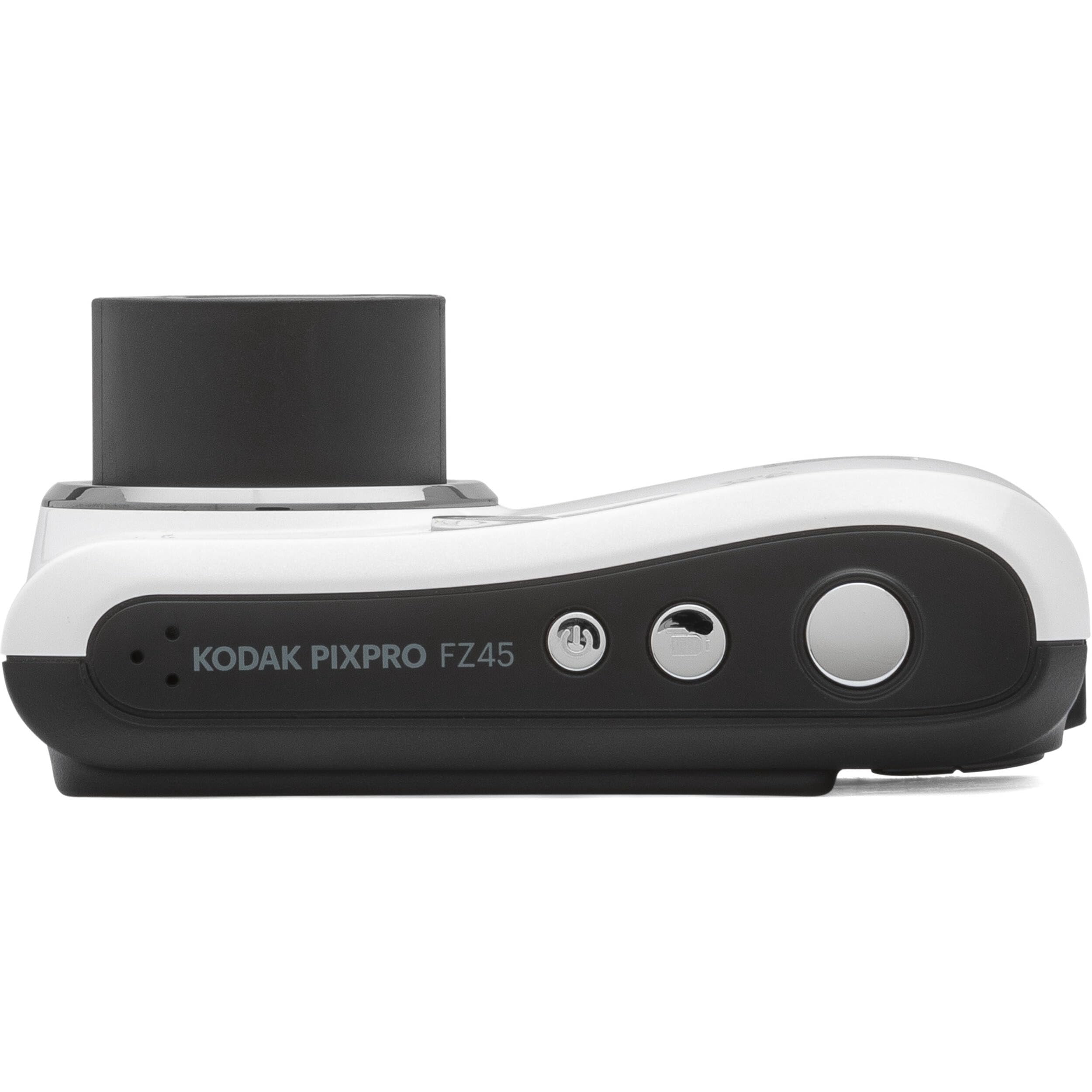 Kodak PIXPRO FZ45 16MP Digital Camera 4X Optical Zoom 27mm Wide Angle 1080P Full HD Video 2.7" LCD Camera White + 64GB Card and Reader + Memory Wallet Bundle