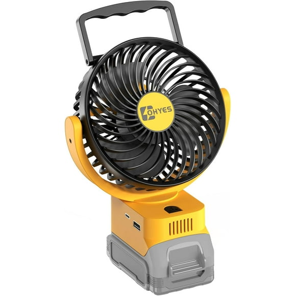 ERDS-Jobsite Fan Fit For DeWALT 20V Max Battery Brushless Motor With USB A+C Fast Charging For Camping Workshop and Construction Site(Battery not included)
