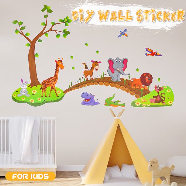 funny animals zoo diy wall decals removable sticker home