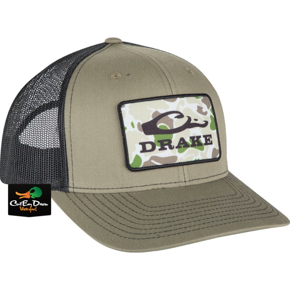 DRAKE WATERFOWL OLD SCHOOL CAMO PATCH MESH BACK CAP