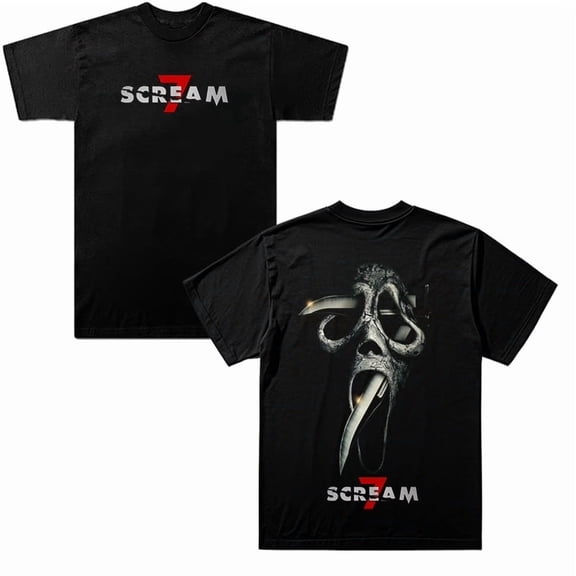 2026 Scream 7 Inspired Print Merch T-Shirt – Unisex Summer Short Sleeve Crewneck Graphic Tee Casual Streetwear Top for Movie Fans