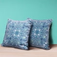 thumbnail image 3 of Paisley Leaf Geo Indoor/Outdoor Pillow in Muted Blue White 16x16, 3 of 8