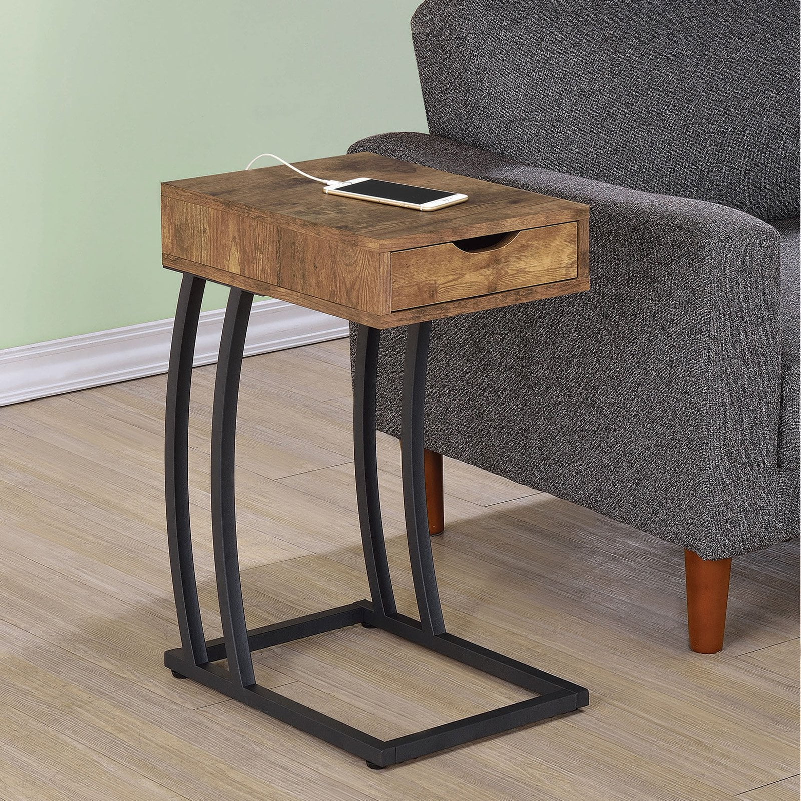 Coaster Furniture Metal And Wood C Shaped Accent Table Com