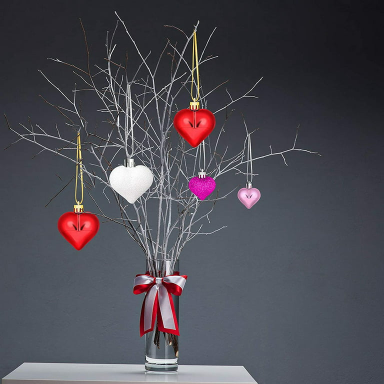 Valentine's Day Hanging Ball Ornaments Heart Glitter Balls - Temu