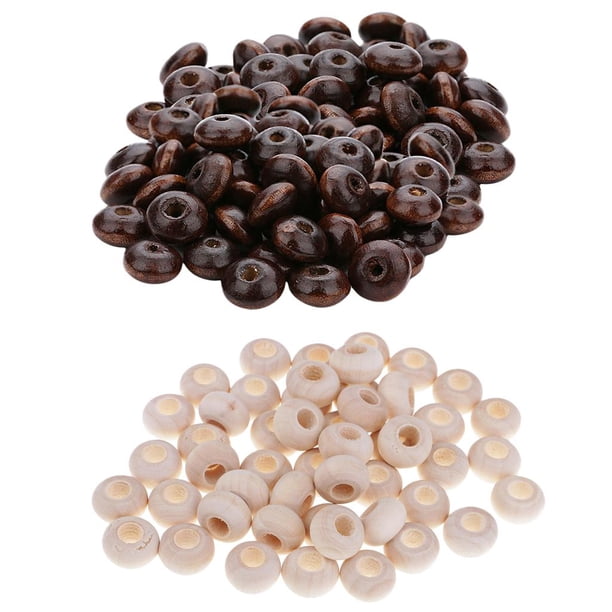 Perlas de madera naturales,Beads de abacuz de madera,Perlas espaciadoras sueltas,Perlas para la pulsera haciendo,Cuentas de madera de agujero grande,Joyas haciendo accesorios,Perlas para la