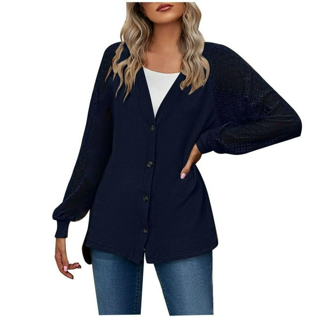 PENGXIANG Cardigan Ouvert en Tricot Doux à Manches Longues pour Femmes
