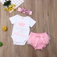 thumbnail image 2 of xiaxaixu Combinaison d'Été pour Bébé Haut à Manches Courtes + Short Solide + Bandeau, 2 of 8