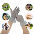thumbnail image 4 of Unique Bargains 1 Pair Sunblock Mittens Floral Thin Sun Block Driving Gloves for Women Gray, 4 of 5