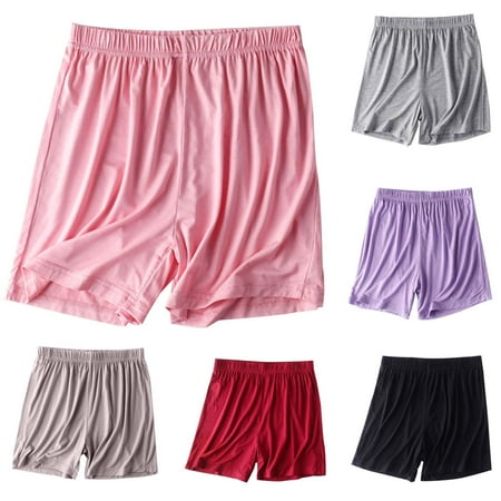 HVOBTTY Summer Women s Plus Size Casual Elastic Waist Solid Color Lightweight Loose Knee Length Outdoor Shorts Pink XXL