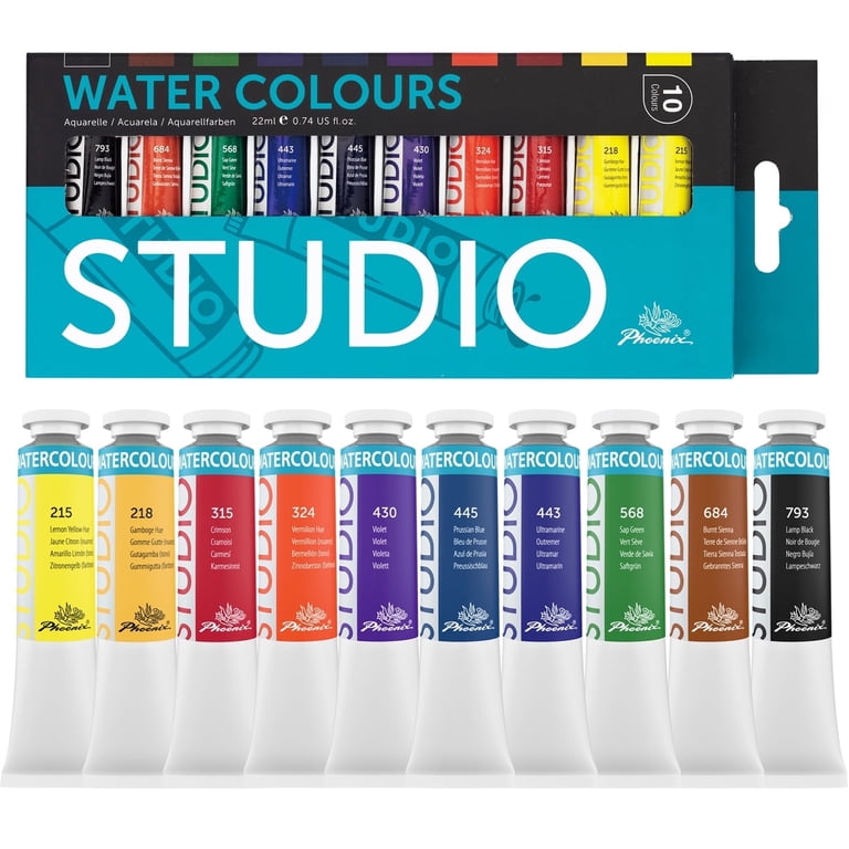 Phoenix Watercolor Paint Tubes, 10-Color Set (0.74 fl oz) photo 1