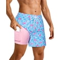 thumbnail image 3 of SURF CUZ Mens Swim Trunks with Compression Liner Swimming Trunks 5 Inch Bathing Suit Zipper Pockets Quick Dry Swim Shorts, 3 of 9