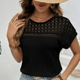 thumbnail image 6 of ZyeKqe Summer Tops for WomenCrochet Short Sleeve Shirts Hollow out Crewneck T Shirts Beach Vacation Top, 6 of 7