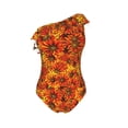 thumbnail image 4 of Yiaed Sunflower4 Print Women One Piece Swimsuits Tummy Control One Shoulder Bathing Suits Pattern Ruffle Swimwear-Small, 4 of 8