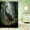 thumbnail image 2 of Manfei Wild Dinosaur Shower Curtain 72Wx72L,Retro Jungle Bathroom Curtain,Green Black, 2 of 5
