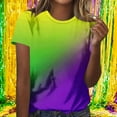thumbnail image 3 of TKLPEHG Mardi Gras Shirts for Women Short Sleeve T Shirts Festival Print Carnival Basic Tee Tops Women's Casual T-Shirts Daily Wear (Purple,XXL), 3 of 6