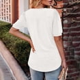 thumbnail image 3 of Camisetas Casuales de Manga Corta de las Mujeres con Cuello en V, Cuello Redondo, Color Sólido Blusa Ligera de Poliéster, 3 of 7