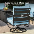 thumbnail image 6 of Alpha Joy 9 Seat Outdoor Patio Furniture Set Metal Patio Conversation Set with 2 x Swivel Chairs, 2 x Fixed Chairs, 2 x Ottomans, 5.75" Thickened Cushions for Lawn, Bckyard, Blue, 6 of 10