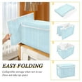 thumbnail image 4 of Light Blue Vertical White Lines Fabric Texture Foldable Storage Bin with Lid and Handle Collapsible Storage Box 16.5 x 12.6 x 11.8 inches, 4 of 7