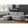 thumbnail image 2 of Hommoo 2 in 1 Pull Out Couch Bed Upholstered Sectional Sofa with Storage & Chaise, Convertible L Shaped Sleeper Sofa for Home,Light Gray, 2 of 6