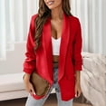thumbnail image 5 of Baqcunre Winter Coats For Women Ladies' Solid Color Casual Long Sleeve Front Office Jacket With Pocket Tops For Women 2023 Blazers For Women Red L, 5 of 8
