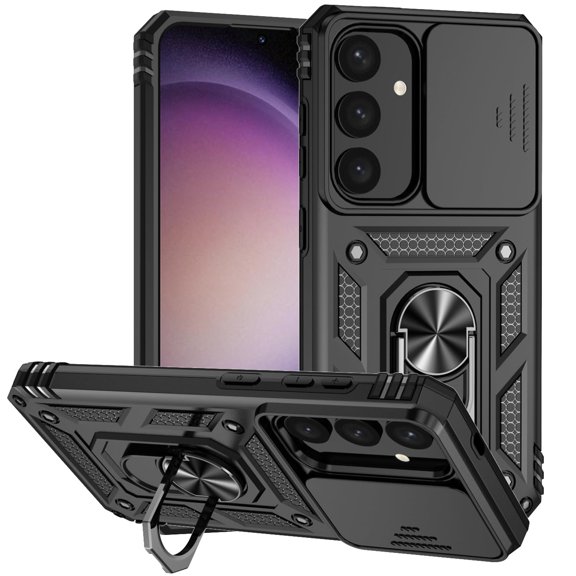 Military Grade Phone Case compatible with Samsung Galaxy S24 Plus, Shockproof Protective Cover with Camera Cover, Kickstand, Magnetic Car Mount Holder