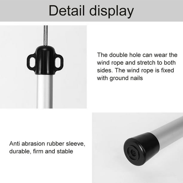 Telescoping Tarp Pole 98 inch Adjustable Tent Pole Aluminum Camping Tent Rod  Lightweight Poles with Anti-Slip Removable Silicone Top Cover for Canopy  Awning Camping Backpacking 