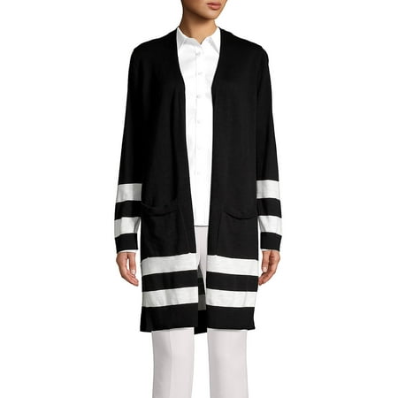 Marc New York Black Jacket - Contrast Striped Cotton Cardigan