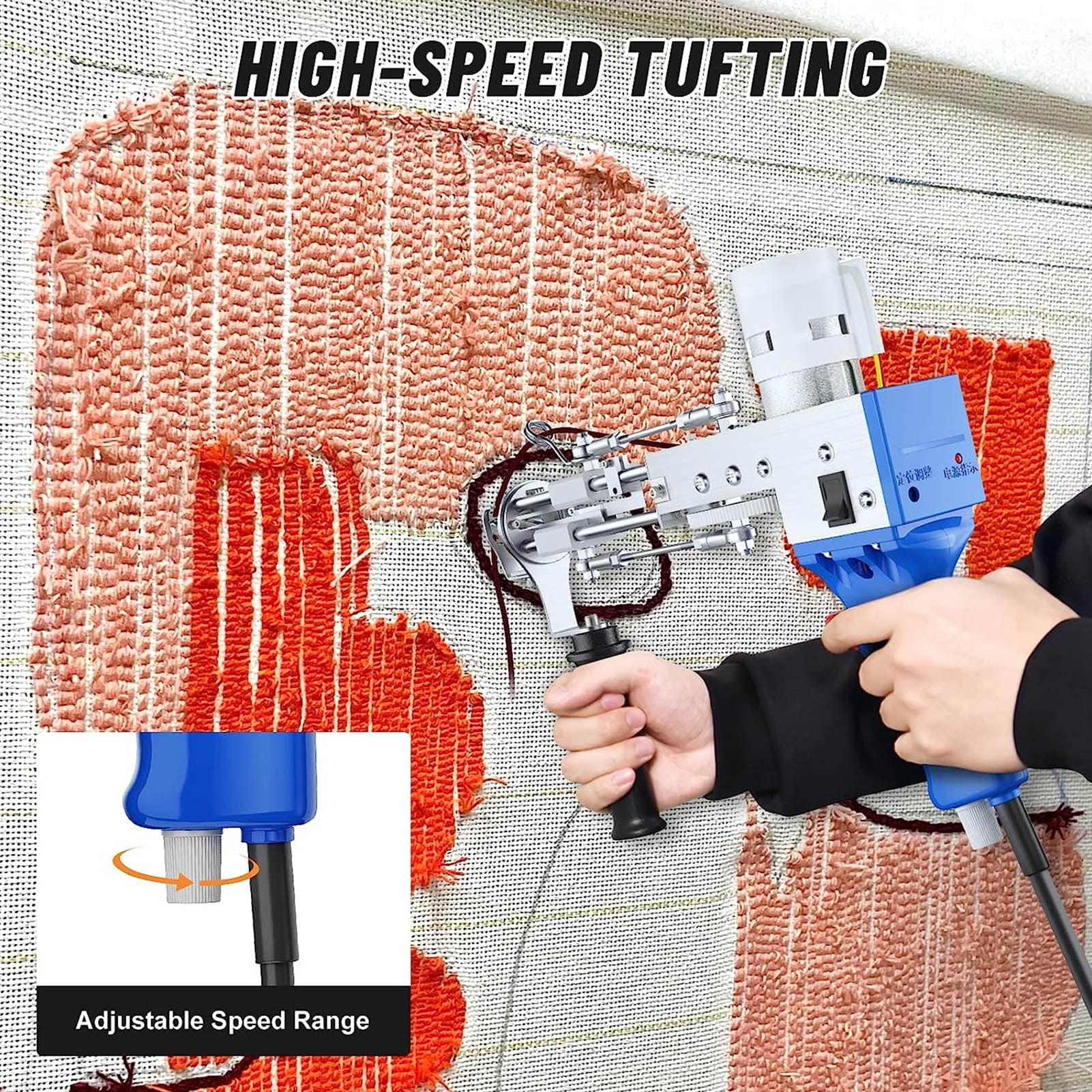 Rug Tufting Machine, Electric Tufting Lightweight US Plug 100-240V Circuit Protection 2400RPM Motor  For DIY Weaving Projects