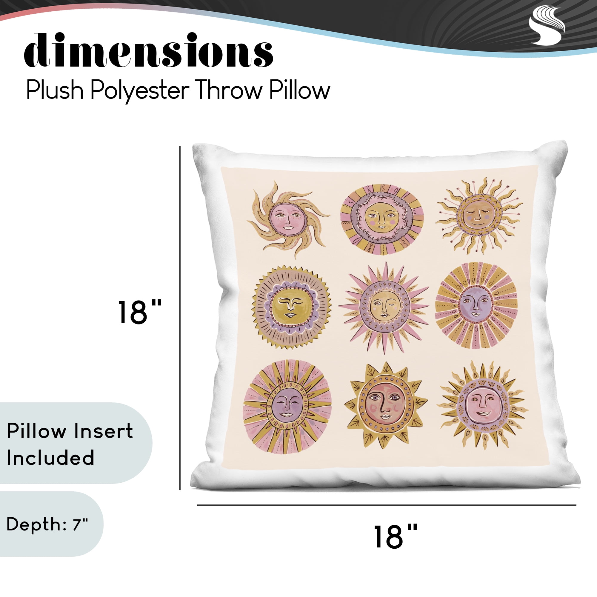 Stupell Industries Boho Solar Faces Decorative Printed Throw Pillow, design by Two If By Sea Studios
