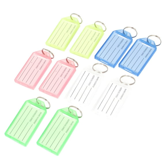 Uxcell Assorted Color Plastic Key ID Name Label Tags Holder w Keyring Split Ring 10Pcs