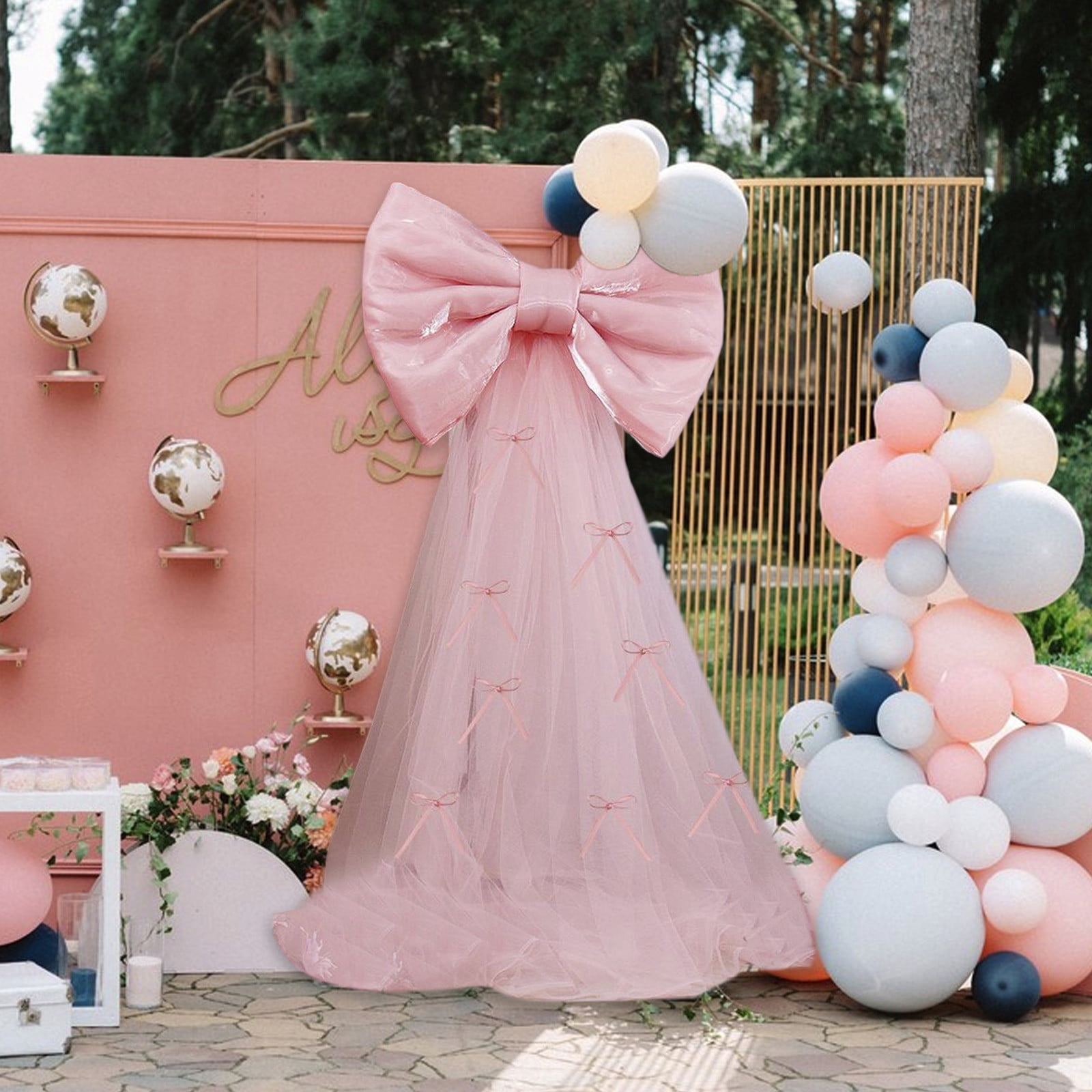 Bannière Avec Nœud Tourbillons Gosknor - Bannière D'anniversaire Avec Nœud Rose Et Tourbillons - Déco De Fête Prénatale Coquette, En Papier Guirlande Tourbillons Suspendus Facile Installer