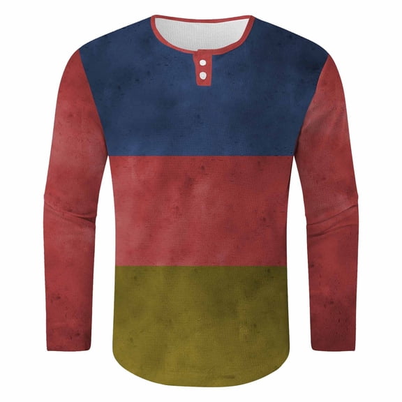 Mens Casual Pullover Sweaters Men's Waffle Long Sleeve Henley Shirt Color Block Pullover Cotton Lightweight Button V Neck Muscle Sport Fitness T Shirts Stretch Casual Waffle Knitted Pullover