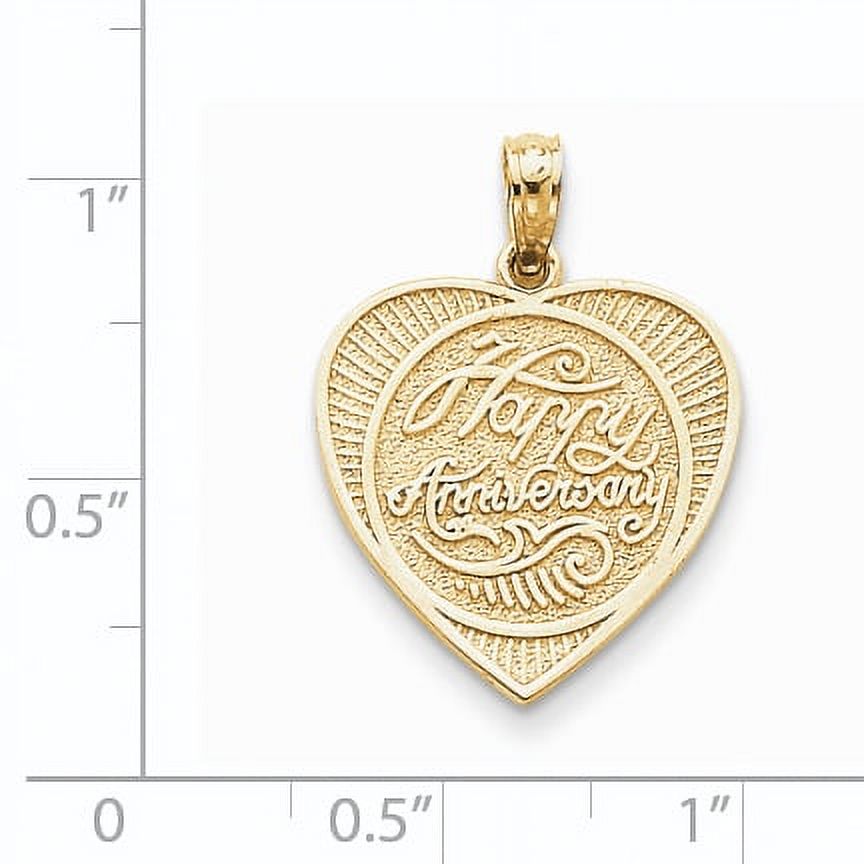 14k Yellow Gold Textured Back Happy Anniversary In Heart Charm Necklace Pendant Special Occasion Fine Jewelry For Women Gifts For Her - image 2 of 6