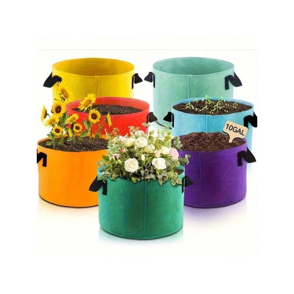 7-Pack Colorful Planting Bags – Durable Non-Woven Gallon Grow Bags for Flowers, Vegetables & More
