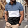 thumbnail image 1 of pstuiky camisetas de hombre, Camisa de manga corta versátil con cuello abatible y cremallera para hombre camisas casuales para hombre l, 1 of 9