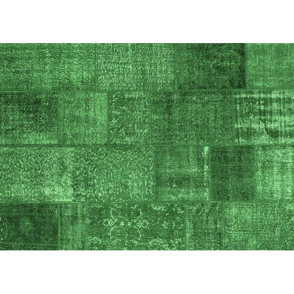Ahgly Company Indoor Rectangle Patchwork Emerald Green Transitional Area Rugs, 5' x 7'