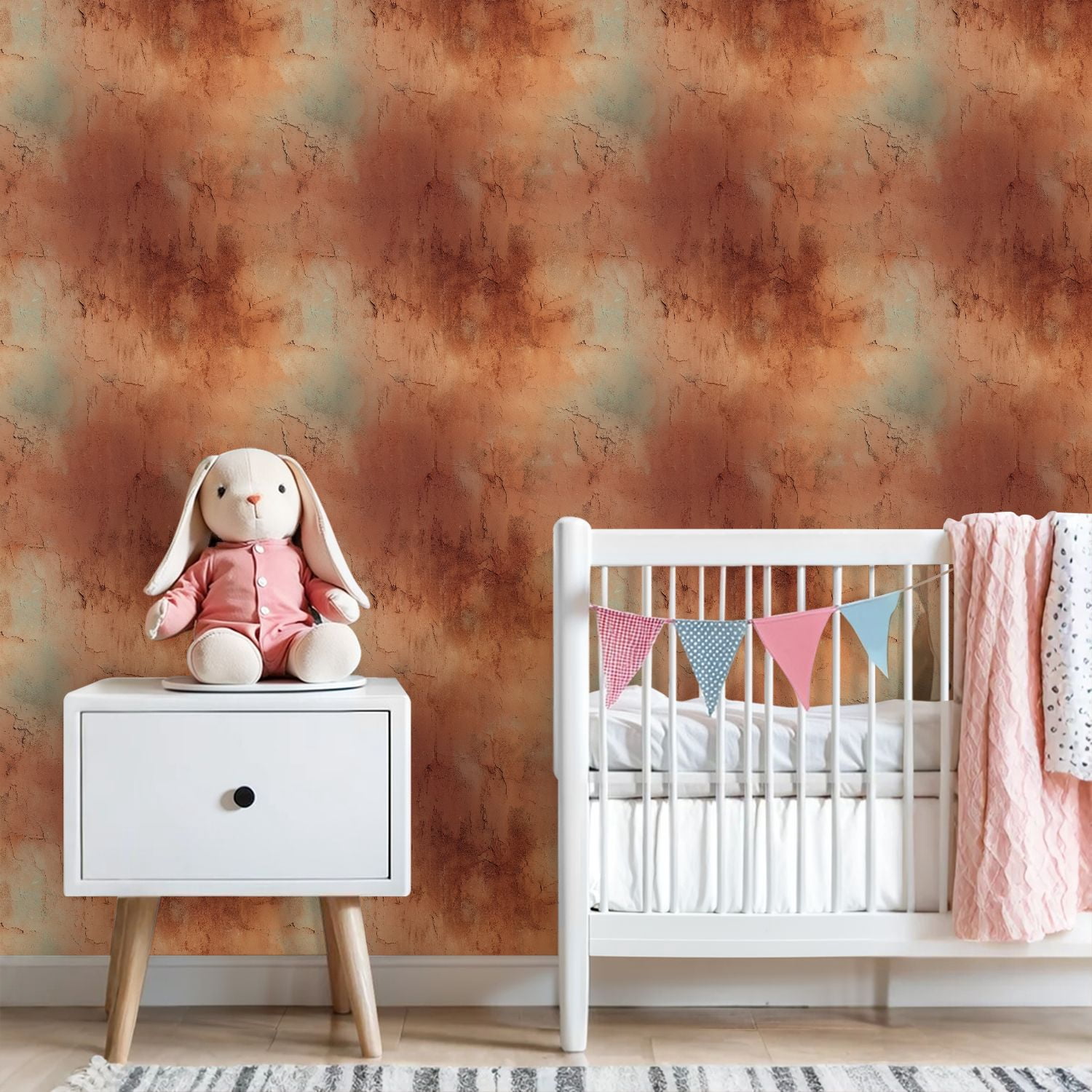 Peel and Stick Wallpaper Abstract Orange Earth Toned Cracked Wall Texture Wall Mural 23.6in x 9.8ft Self Adhesive Removable Wall Paper Renter Friendly Wallpaper for Nursery Bedroom Cabinets