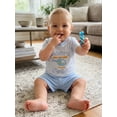 thumbnail image 3 of BemeyourBBs Toddler Baby Boy Summer Clothes Infant Baby Boys Outfit Daddy's Copilot Letters Helicopter Embroidered Striped Short Sleeve T Shirt Tops and Shorts 2 Pcs Set, 3 of 9