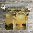 thumbnail image 3 of Ambesonne Fantasy Quilted Bedspread Set 3 Pcs, Surreal Bridge Gateway, Queen Size, White Pale Yellow Green, 3 of 3
